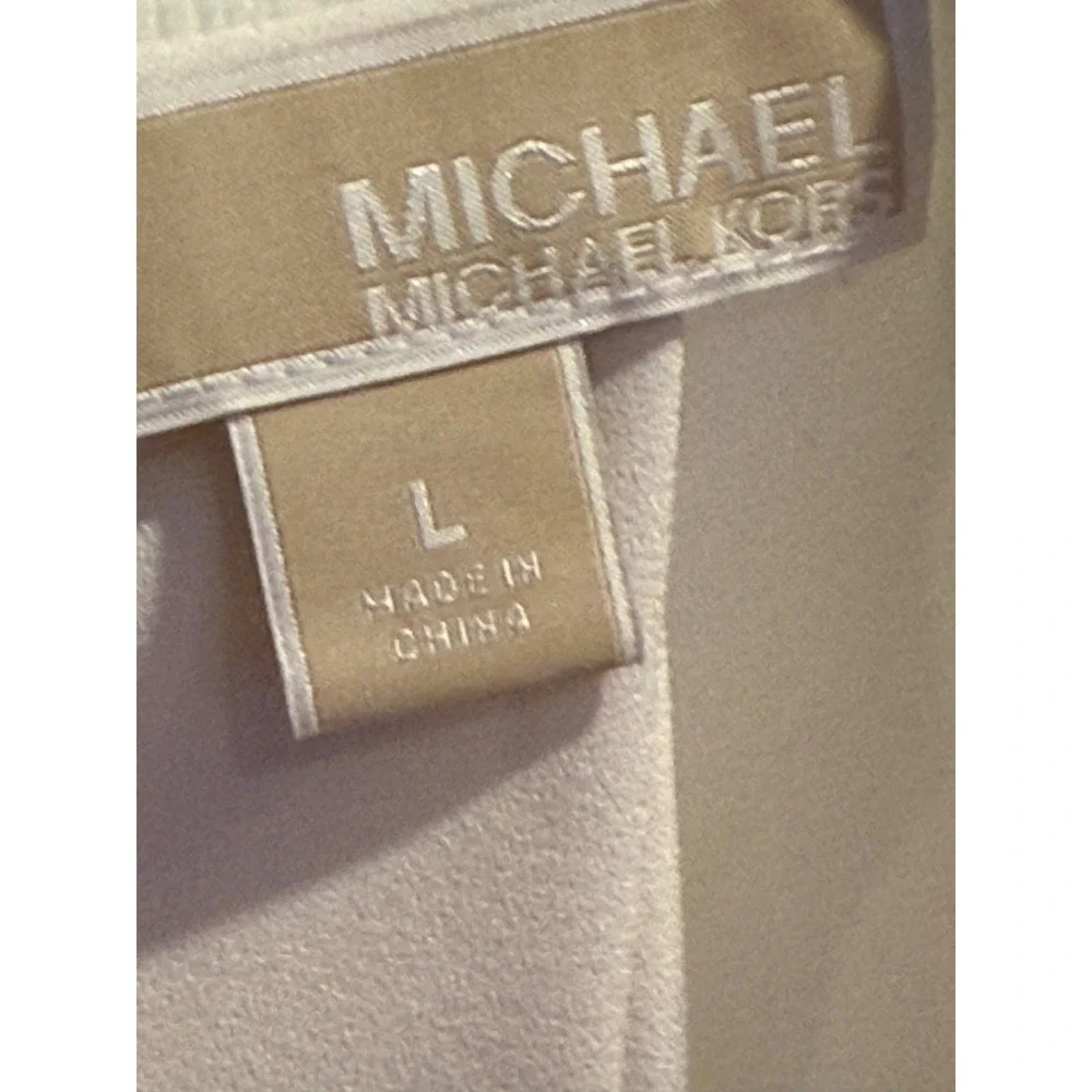 Michael Kors‎ Cream Lace Sleeve Pleated Zip Front Blouse MS54K351MH Mens L